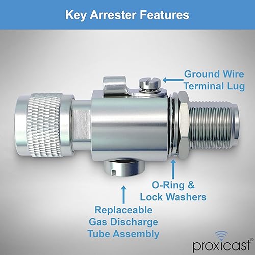 Miniatura 4 de Proxicast Pararrayos coaxial para 0 a 6 GHz (N-machoN hembra) - Protector de rayos de antena de grado profesional de 230 V para 4G, LTE, 5G, Wi-Fi,