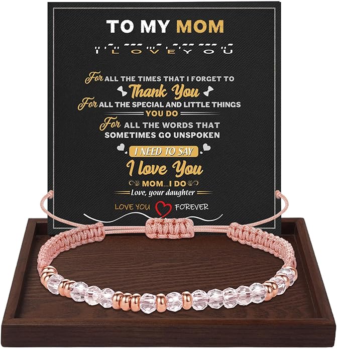 Btysun Morse Code Bracelets for Women Christmas Gift Stocking Stuffers for Teens Pink Braided Bracelets Inspirational Best Friend Birthday Gifts for Her High School Graduation Gifts for Her 2025 Mom Bracelet Jewelry