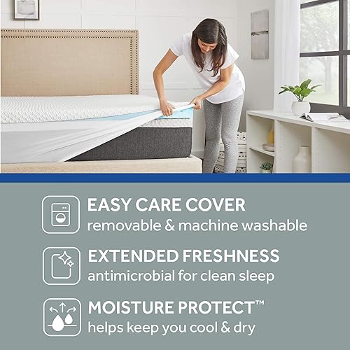 Miniatura 3 de 2" SealyChill Memory Foam Mattress Topper, Washable Allergen Resistant Cover, Queen (F02-00159-QN0), White