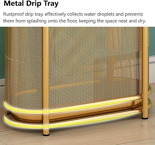 Miniatura 5 de Soporte de malla metálica para paraguas con ganchos, soporte de paraguas independiente para el hogar, entrada, oficina, hotel, estante de