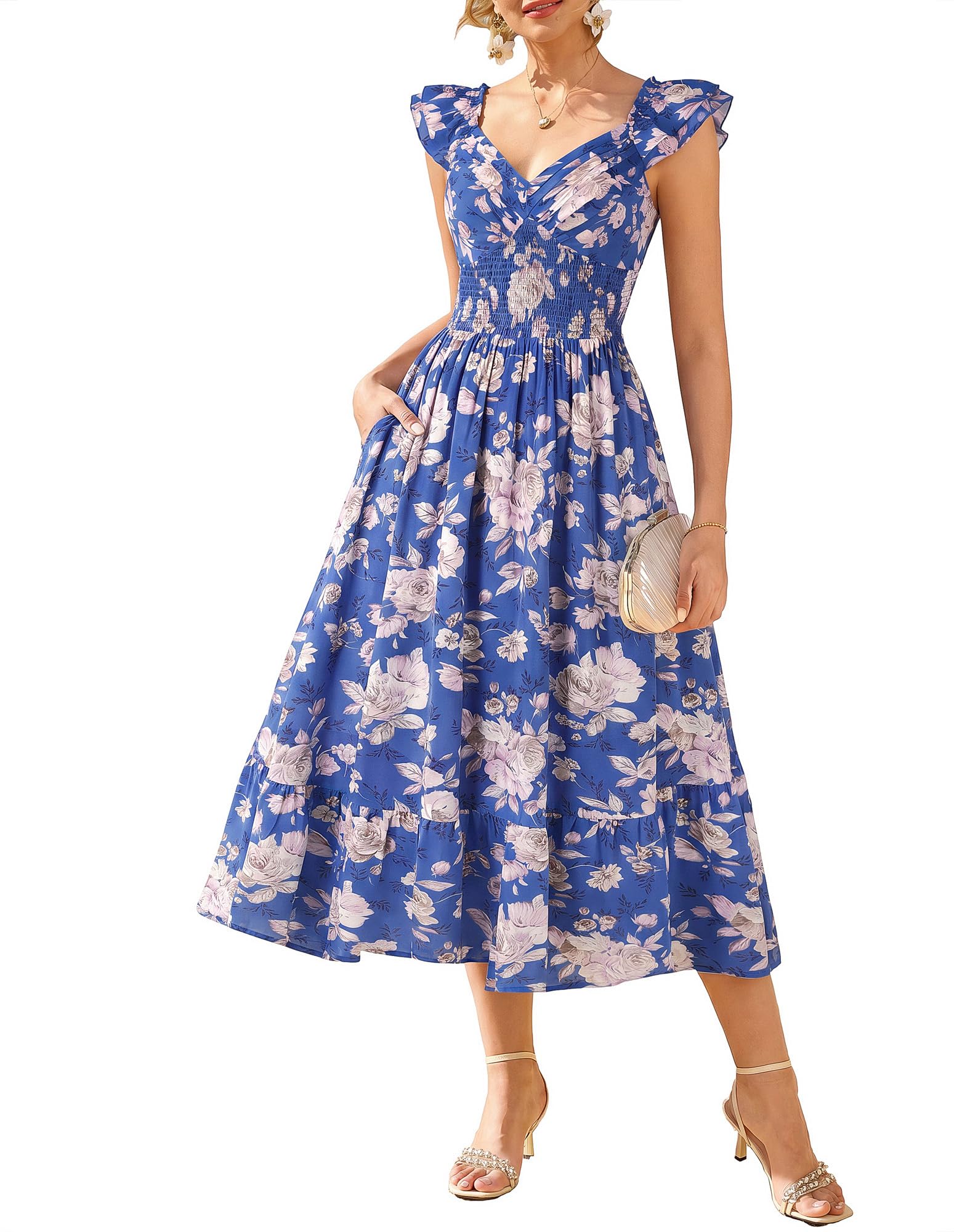GRACE KARIN Women's Summer Floral Maxi Wedding Guest Dresses