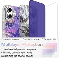 Vista 112 de I-MGAE-IN-AR - Funda diseñada para iPhone 12 y 12 Pro, diseño de mariposa plateada brillante, funda protectora de poliuretano termoplástico, suave