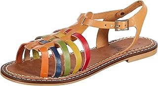 CAPONE OUTFITTERS Kadın 819 Yuvarlak Burunlu Gladyatör Bantlı Deri Sandalet Kadın