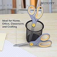 Vista 4 de Westcott - Tijeras de titanio de 8 pulgadas con deslizamiento ajustable y mango suave, paquete de 2 - Tijeras duraderas multiusos para oficina
