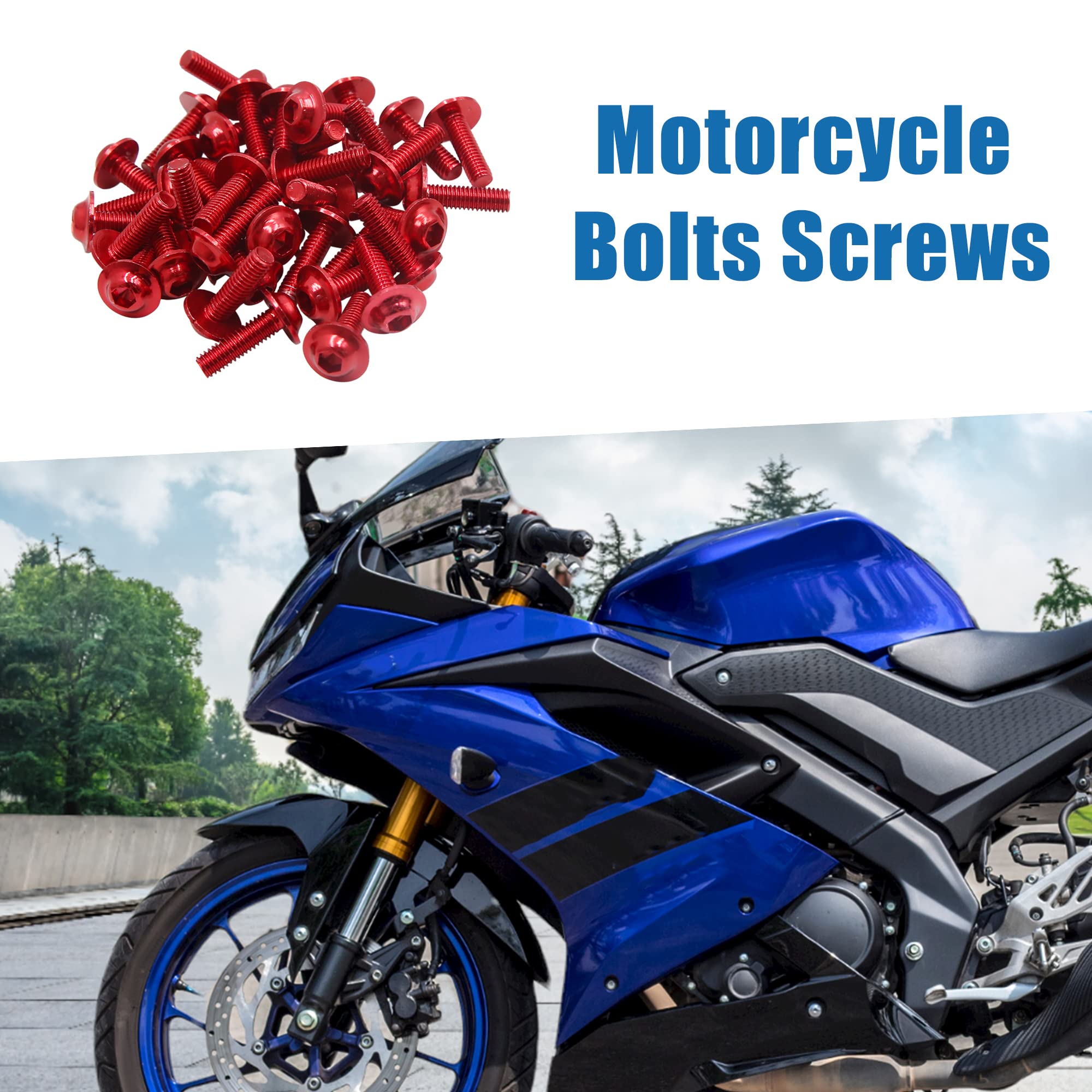 A ABSOPRO M6 Moto Esagonale Presa Testa Bulloni Paraurti Vite Rosso (40 Set)