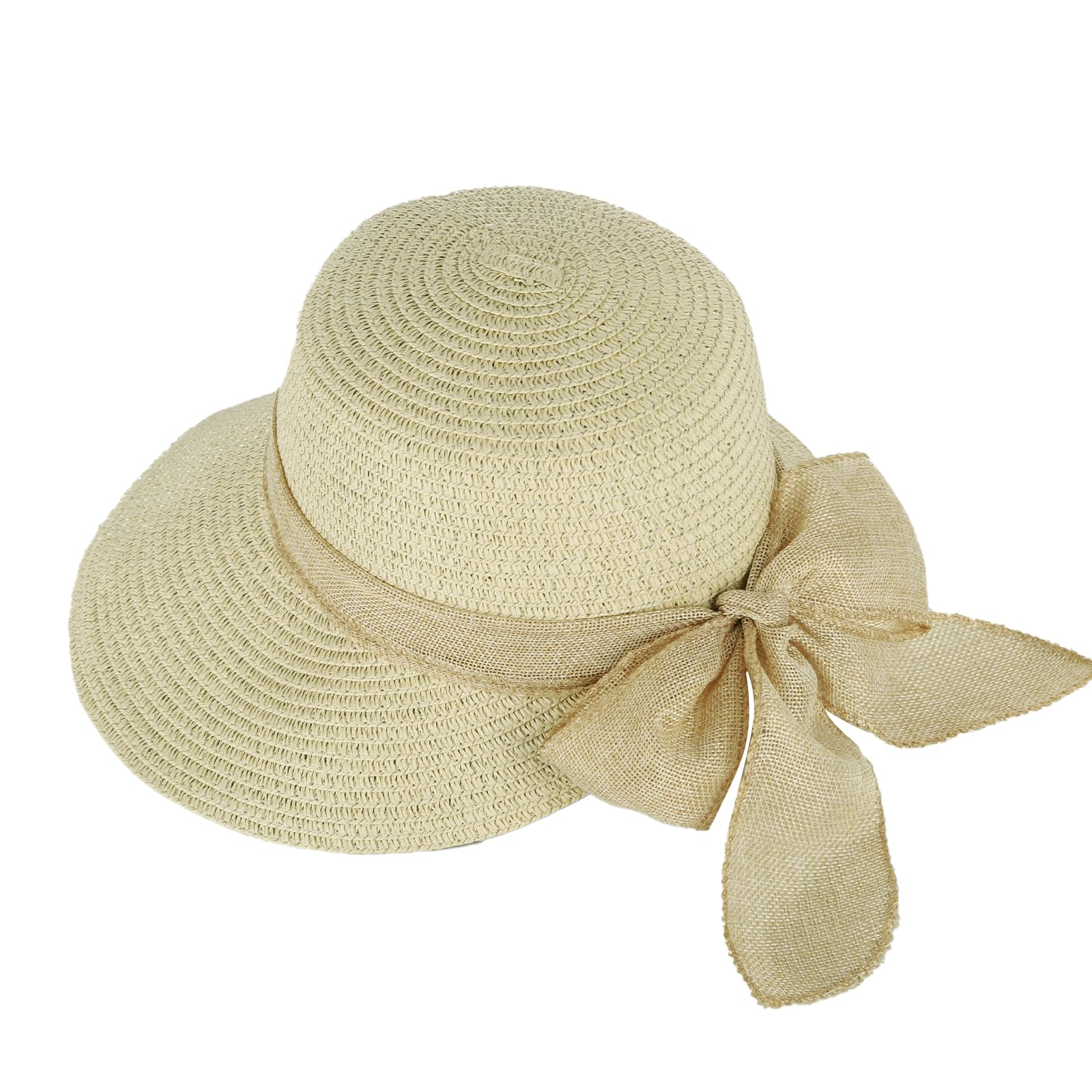 SUKUTU Cappello da spiaggia da donna, UPF 50+, protezione UV, cappello estivo di paglia con tesa larga, pieghevole e arrotolabile