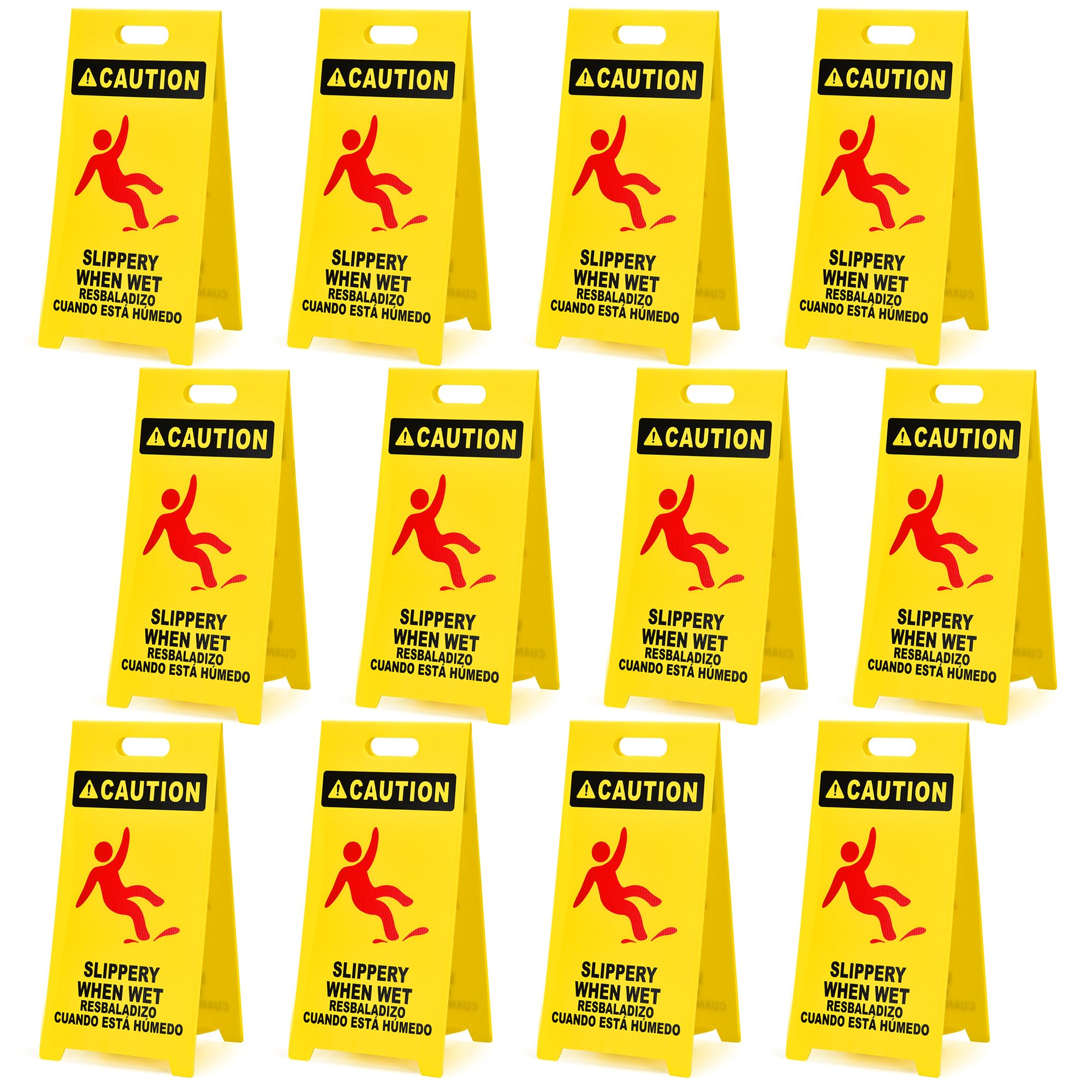 MATTHEW CLEANING 25'' Industrial Wet Floor Sign 3 Pack 2-Sided Safety A-Frame Birght Yellow Multilingual Warning Signs Commercial Caution Wet Fold-out Floor Signs For Indoors and Outdoors — Amazon image 15