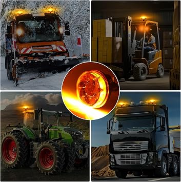 1Pcs Led Beacon Light Yellow Strobe Lights with L Shape Metal Bracket for Trucks 12V 24V Orange Beacon Light Rotating Beacon with 6 Modes
