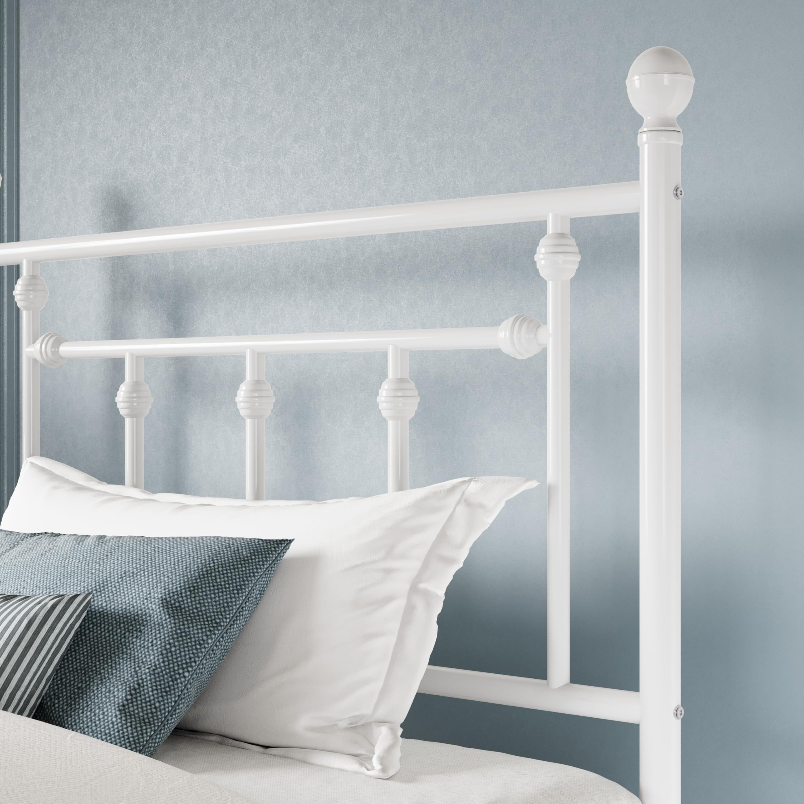 MUTICOR Struttura Letto in Metallo 90x200 cm dal Design Senza Tempo, Telaio Stabile con Doghe Incluse, Spazio Contenitore Sotto il Letto, Silenzioso, Bianco