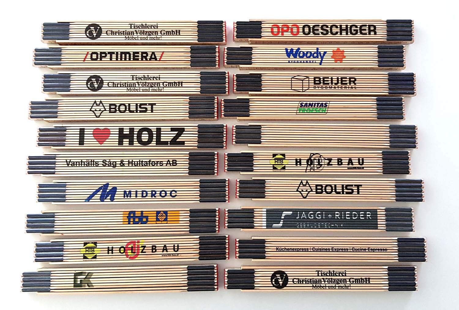 50x Hultafors Meterstab 2m natur Dezimeter rot Glasbirke biegsam nur 3 cm hoch