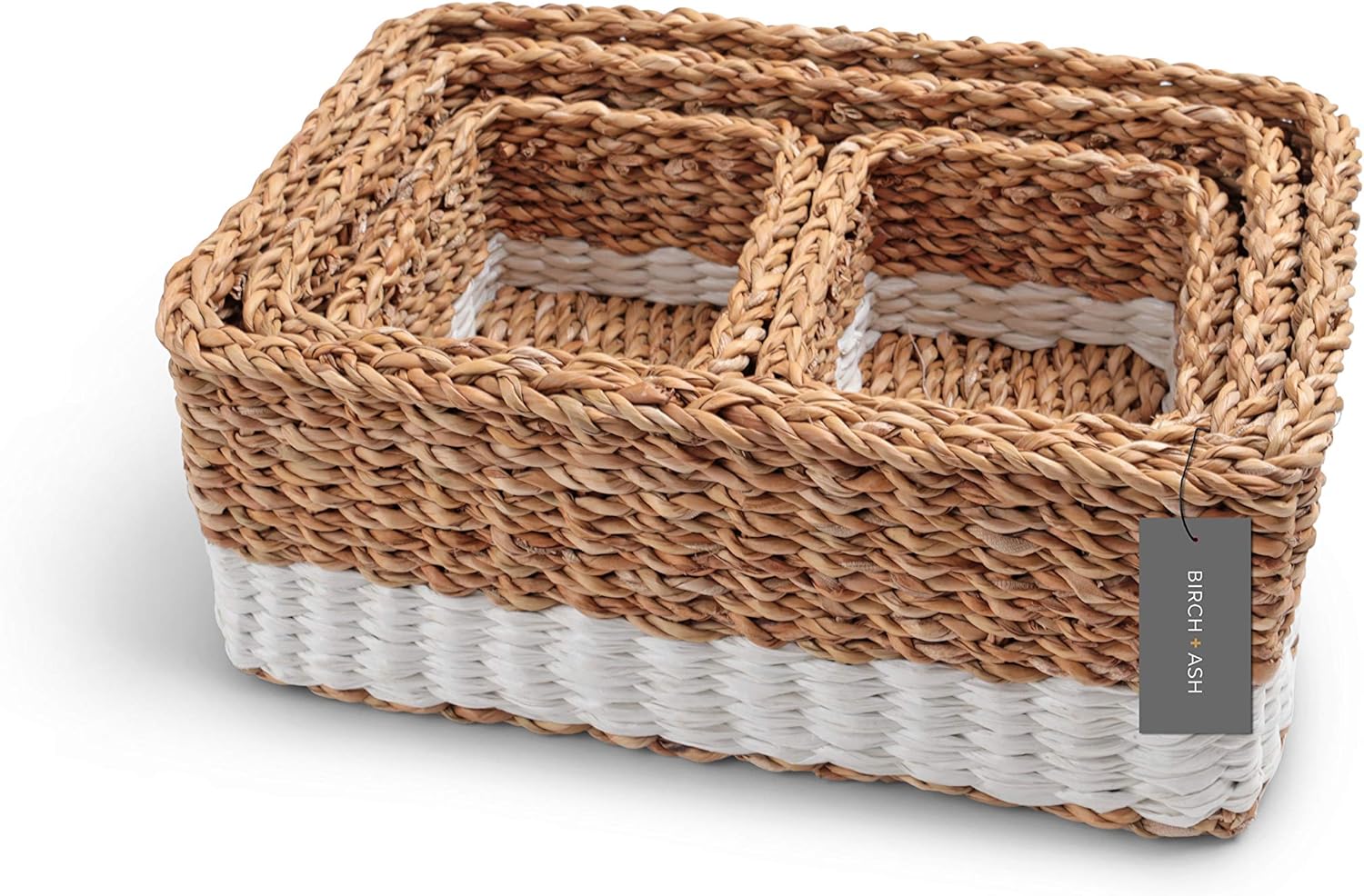 Buy Woven Rectangle Seagrass Basket Set for Home 4 Decorative Storage