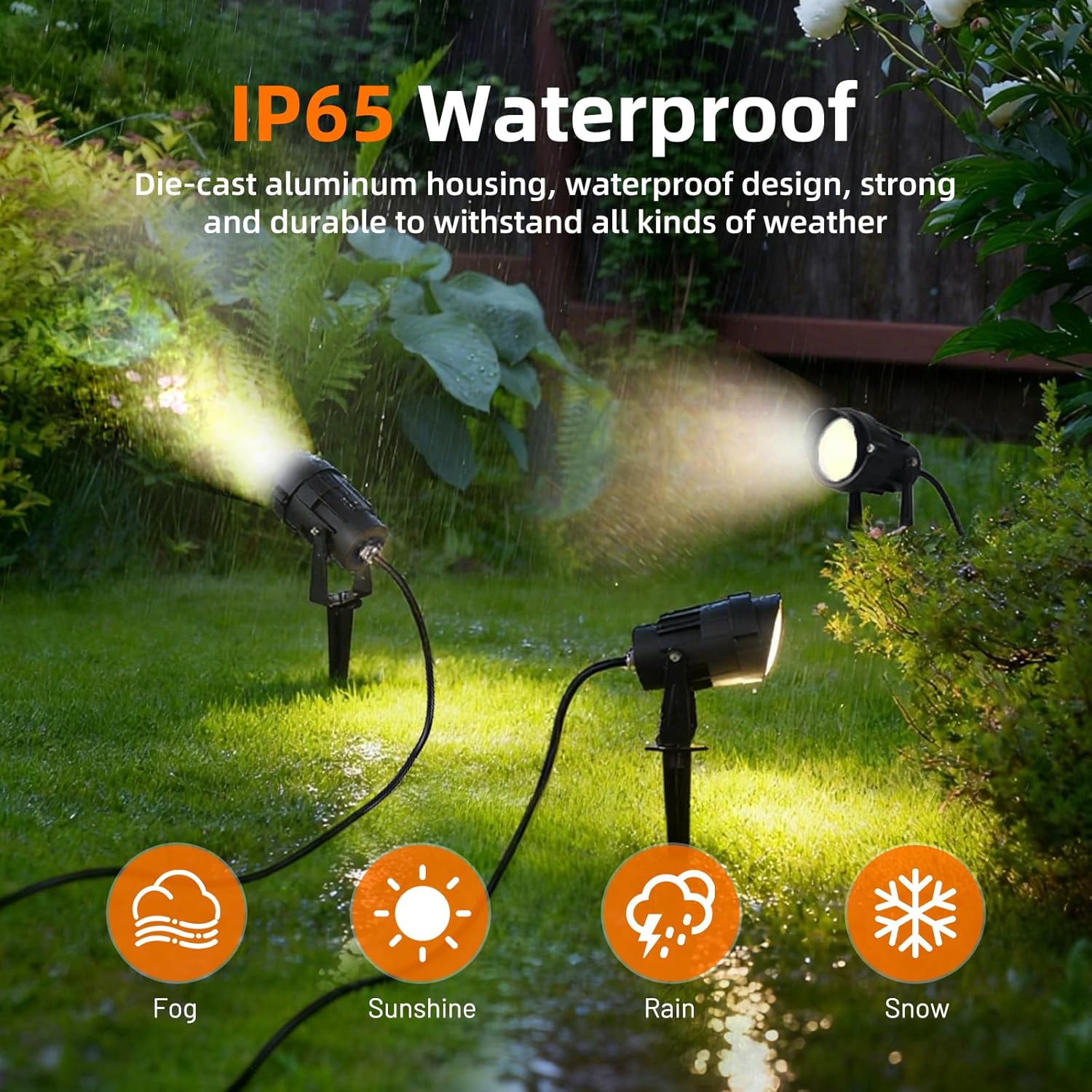 Christmas Spotlights Outdoor, 12W RGB Color Changing Landscape Lighting 120V Waterproof Spotlight with Plug & Remote for House Garden Path Tree Patio Lawn Decoration （2 Pack - Image 7