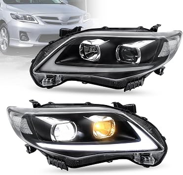 VLAND Headlight for Corolla 2011 2012 2013, Front Lights Assembly for Corolla with Clear lens, Bulb Type D2S / D2H Not Included