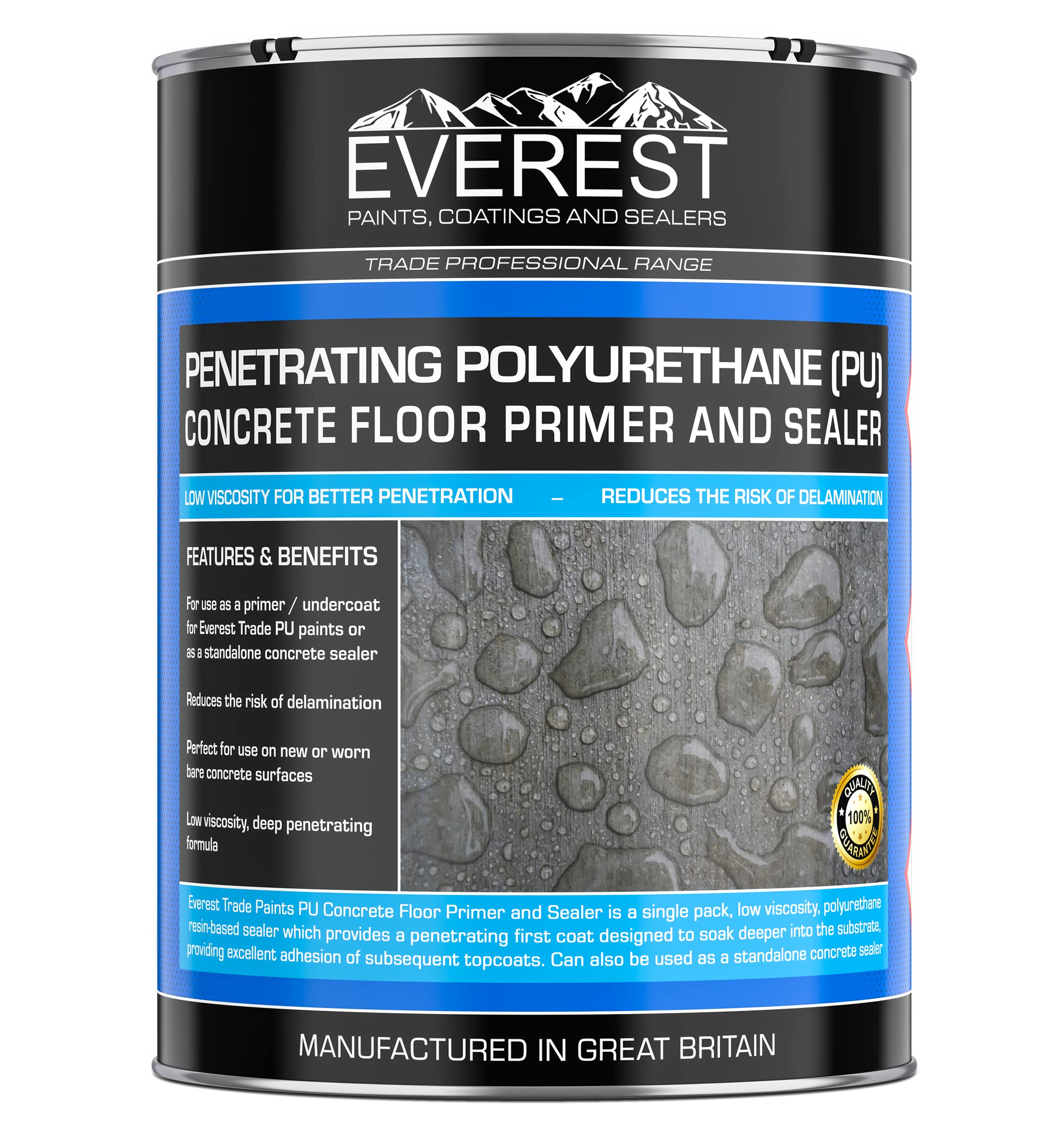 Everest Trade - Penetrating Polyurethane Concrete Dustproofer/Floor Primer & Sealer (Clear, 20 Litre)