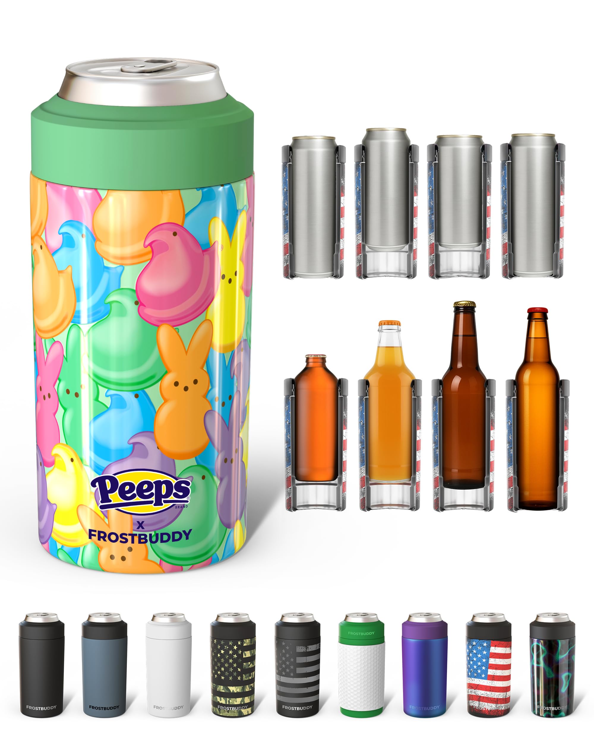 Frost Buddy Universal Can Cooler, Stainless Steel, Party Peeps
