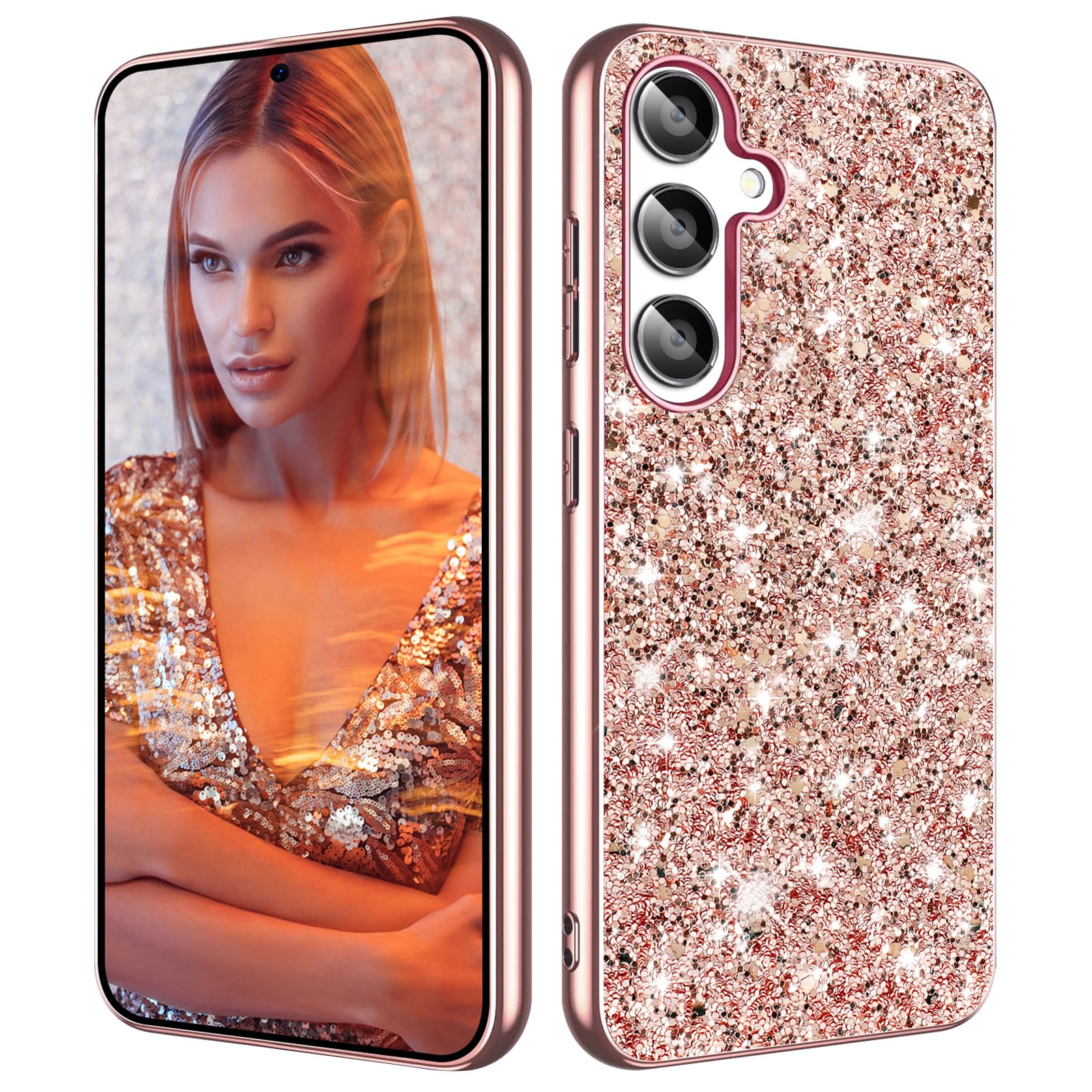 Galaxy S25 Glitter Case for Samsung Galaxy S25 5G Phone Case for Women Girls, Slim Ultra Thin Matte Back Shockproof Full Body Protective Cover for
