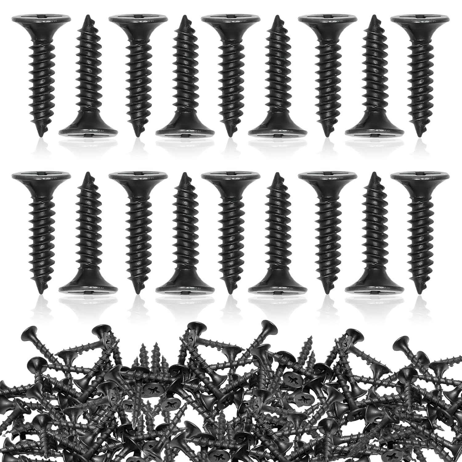 Self Tapping Screws, 100 Pcs Phillips Wood Screws, Pan Head Screws for Wall Panel Screw Replacement (Black), #4 x 0.78”