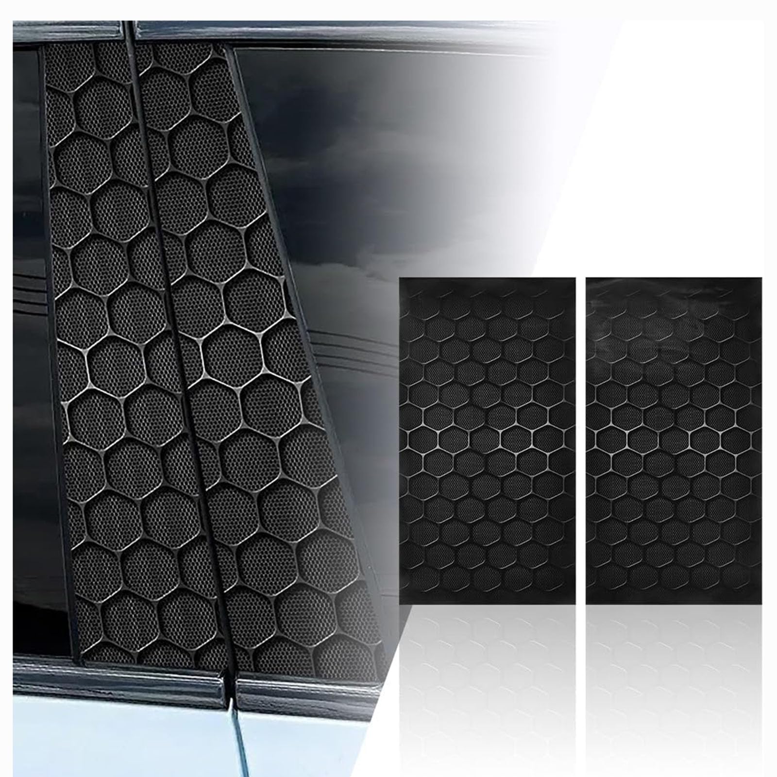 ADUYHCZ Car B Pillar Stickers Window, for Peugeot 206 CC (2D) / 207 CC (WD) / 307 CC (3B) Coupé Pillar Decals Honeycomb Car Decals Door Pillar Trim Protection Stickers