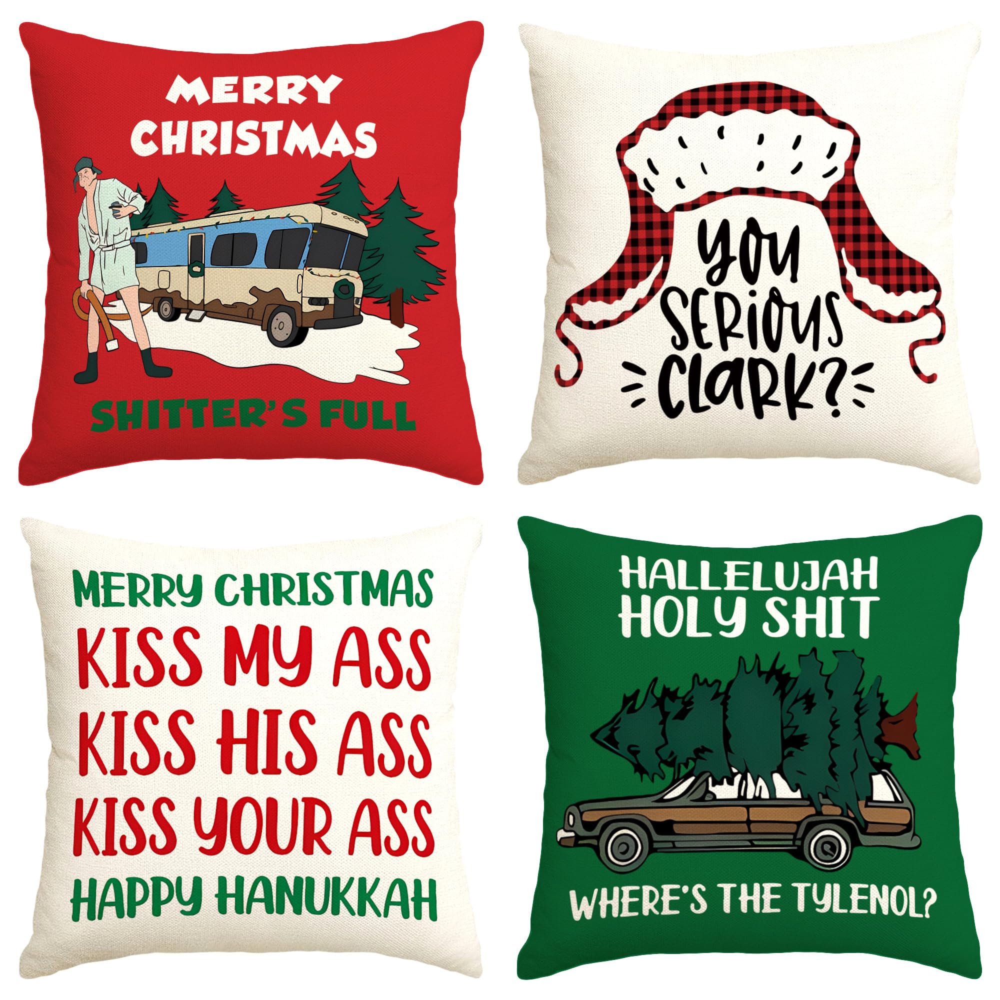 Griswold Family Cousin Eddie Funny Christmas Throw Pillow Cases - New Year Winter Xmas Decor for Home Party