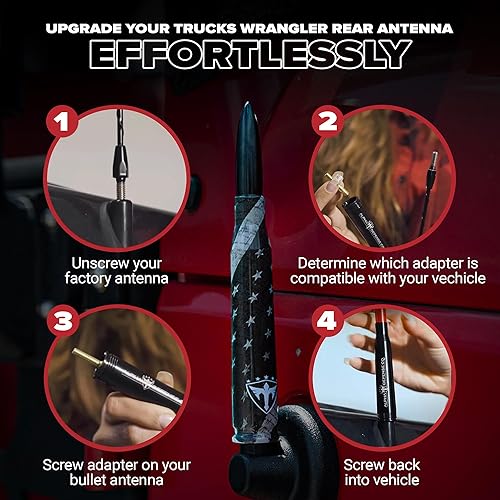 Miniatura 4 de Alpha Defense - Antena universal para camión de estilo redondo, de aluminio resistente a la corrosión, 5.5 pulgadas, compatible con Jeep Wrangler +