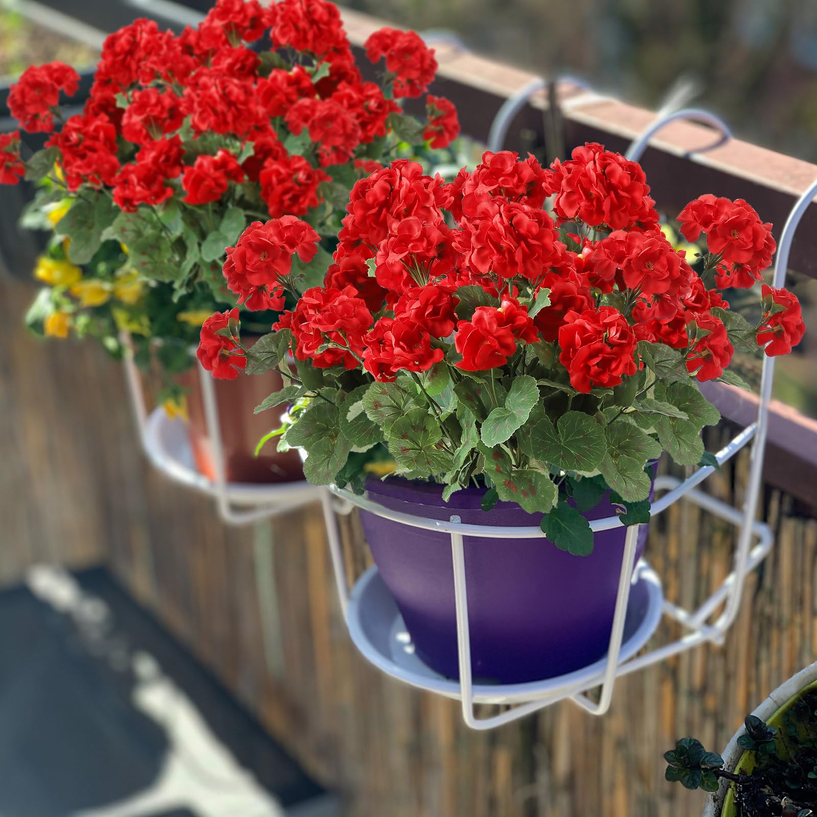 Weldomcor Kunstbloemen, 3 bundels voor buiten en binnen, namaak-geranium, zijden bloemen, decoratie, kunst-uv-bestendig, geraniumstruik voor hangende tuin, veranda, raam, box, decoratie, rozerood