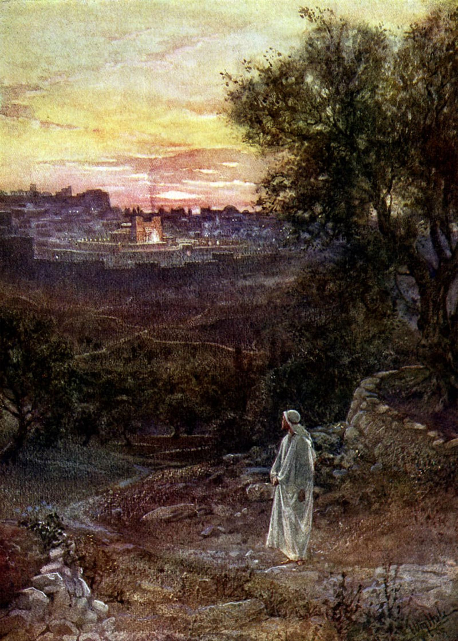SERENDIPITP Vintage Wall Art Canvas Nordic Poster Canvas Print Picture Jesus on the Mount of Olives Bible by William Brassey Hole Wall Art Poster for Home Decor 60x90cm