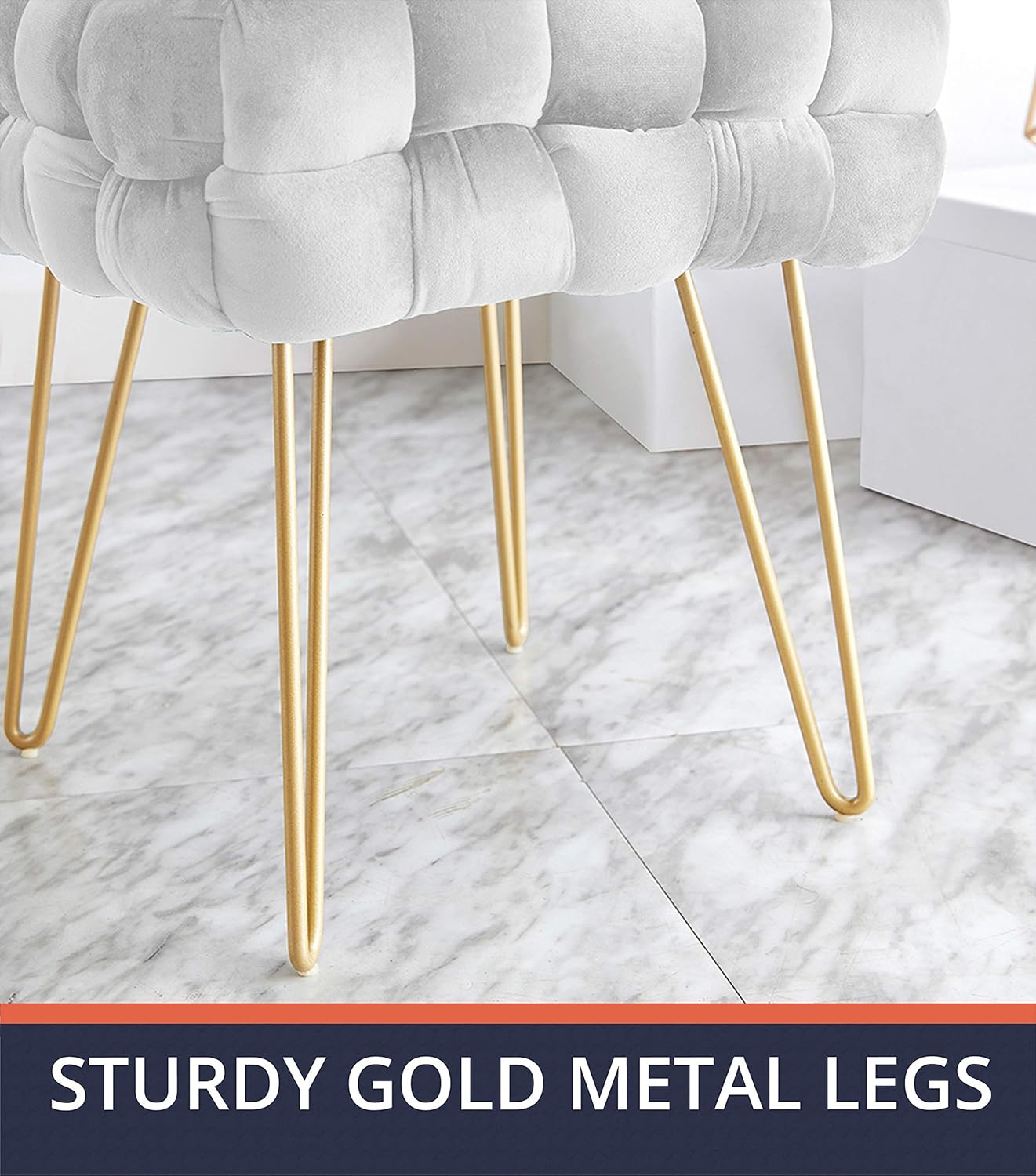 Exclusive Discount 70% Price Ornavo Home Mirage Modern Contemporary Square Woven Upholstered Velvet Ottoman with Gold Metal Legs - Silver Exclusive Discount 80% Offer Ornavo Home Mirage Modern Contemporary Square Woven Upholstered Velvet Ottoman with Gold Metal Legs - Silver