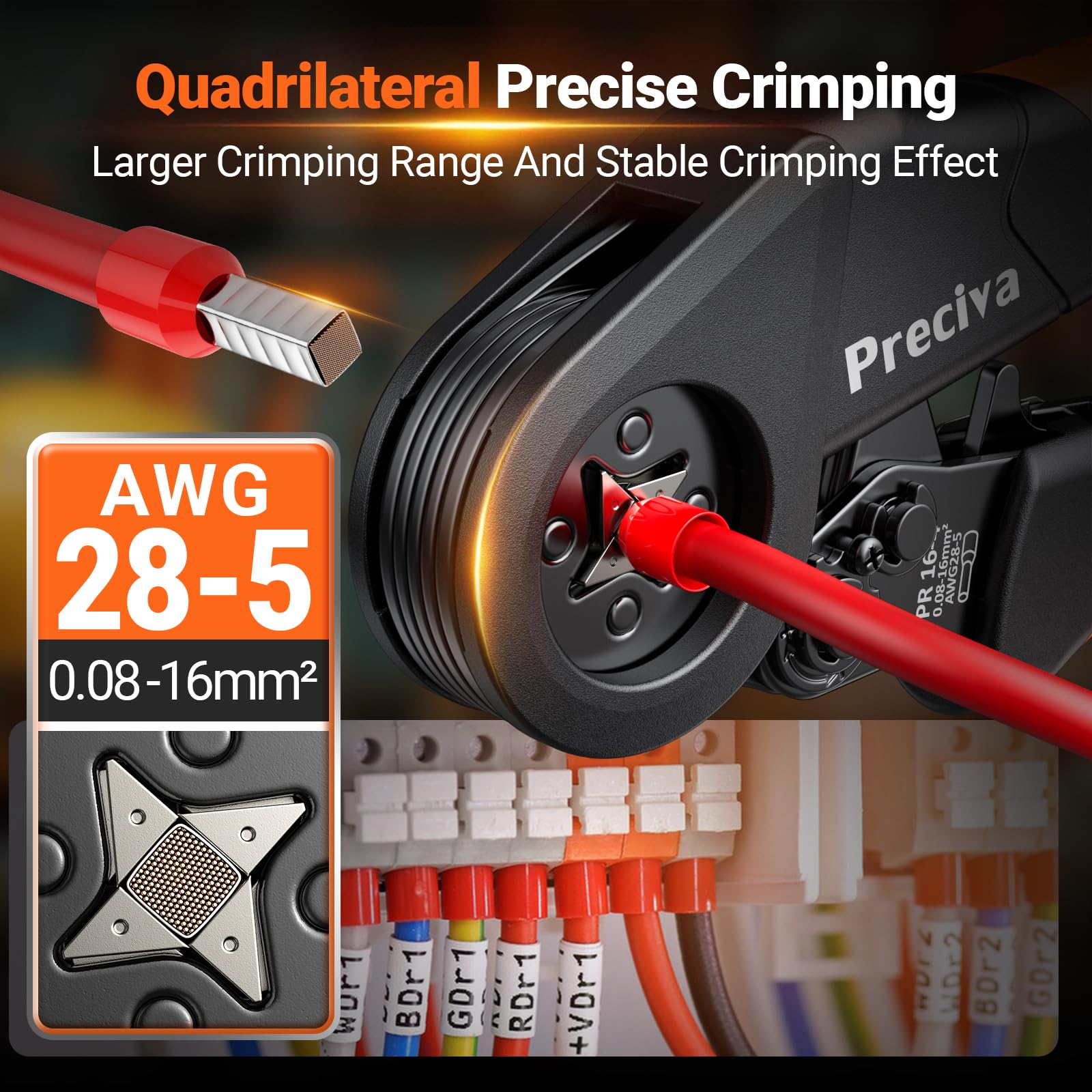 Pinza Crimpatrice con 1500pezzi，Capicorda da 0,08-16mm² ， Regolabili，Pinza Capicorda， Crimpatrice Puntalini，Terminali Elettrici A Crimpare， Kit Elettricista Per Uso Industriale E Fai-Da-Te