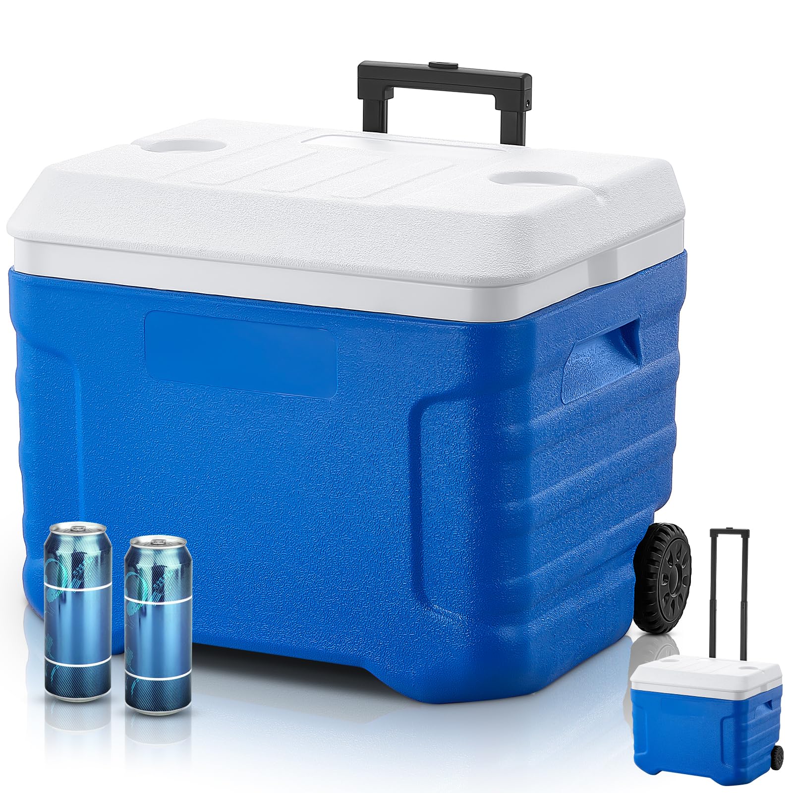 FOHERE Cooler, Nevera Portatil con Ruedas y Asa - 41L de Capacidad, Aislamiento Térmico de Espuma PU, Mantiene la Comida y Bebidas Frías hasta 92 Horas, Ideal para Camping, Playa y Picnics