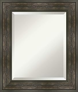 Framed Vanity Mirror | Bathroom Mirrors for Wall | Rail Rustic Char Mirror | Wall Mounted Mirror | Small Mirror | 25.75 x 21.75 in.