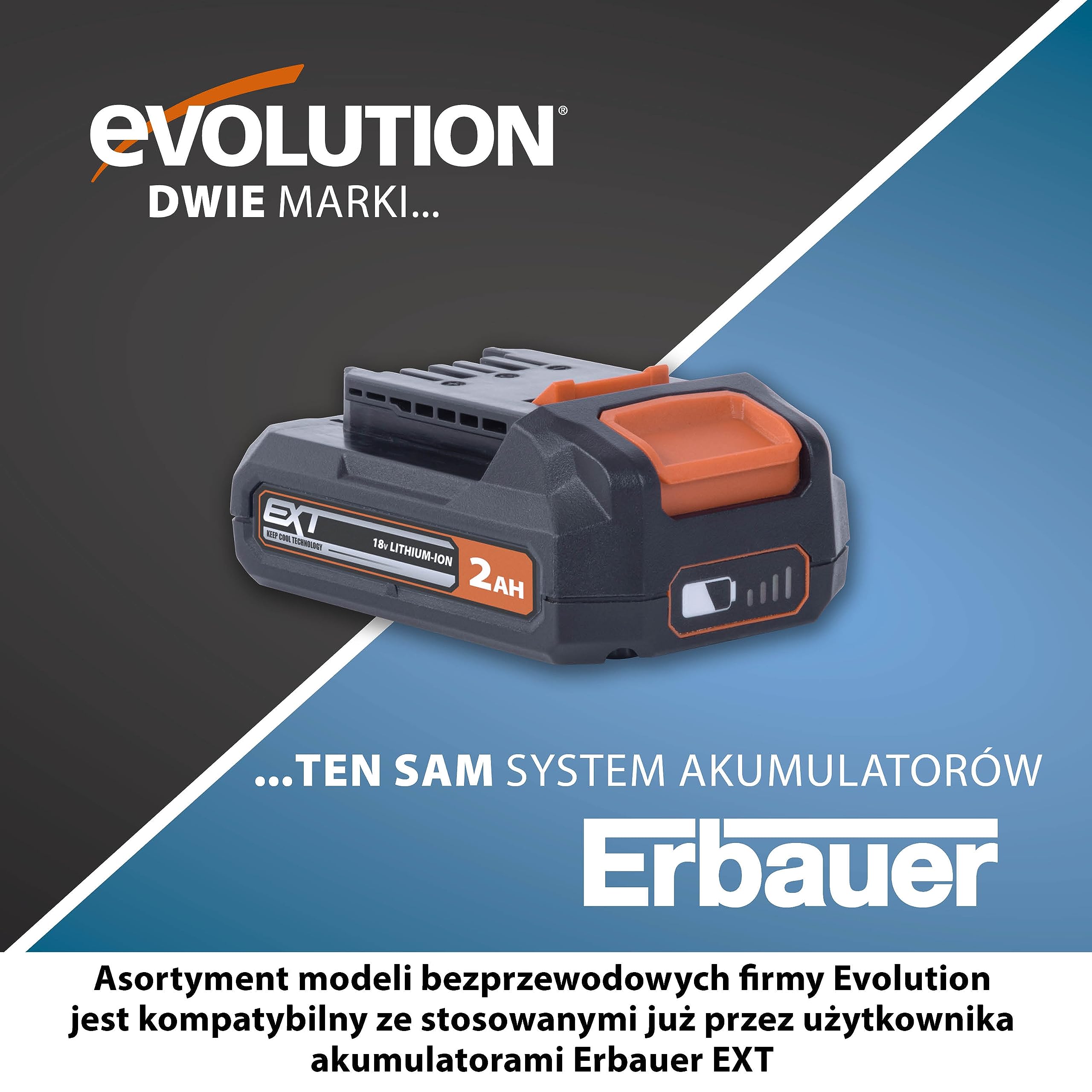 Evolution Power Tools Bezprzewodowa wiertarko-wkrętarka kombi R13CMB-Li ze zmienną prędkością i zaczepem do paska, kompatybilna z Erbauer 18v EXT, Bateria i ładowarka w zestawie