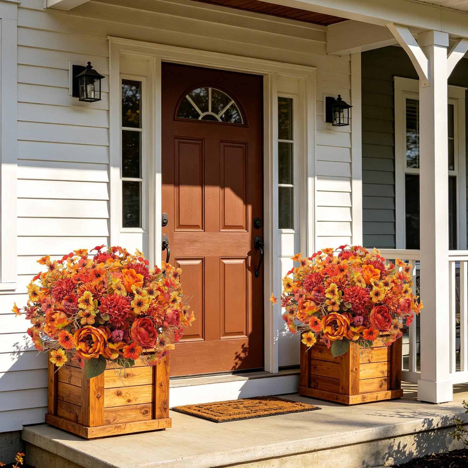 6 Bundles Artificial Fall Flowers Bouquet with Daisy | 3 Styles Fake Mums Realistic UV Resistant for Indoor Outdoor Home Front Porch Pots Vase Fall Decor