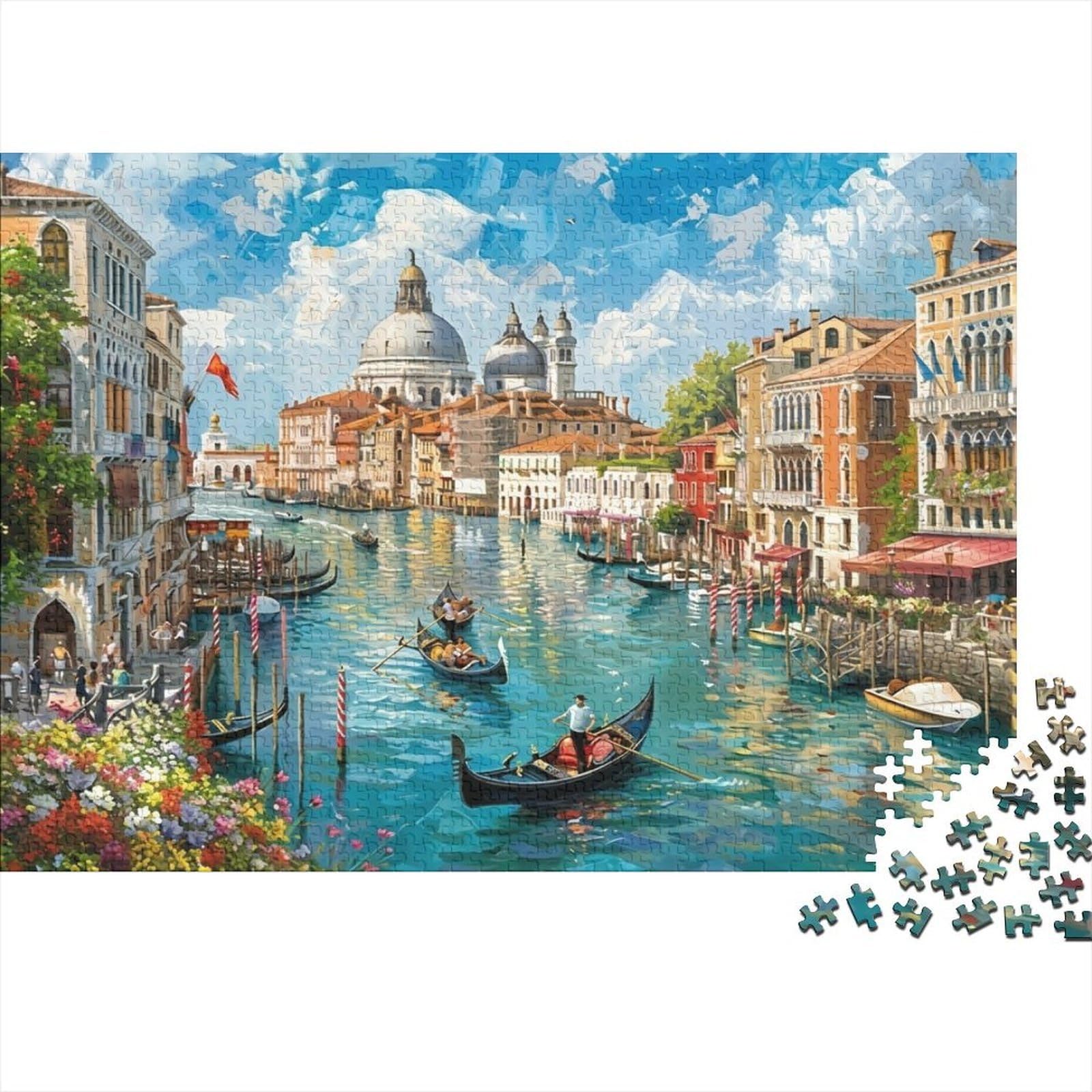 Venice Canal 1000 Piece Jigsaw Puzzle Paper for Adults Scenic Relaxation Family Game Gift Home Decor 52x38cm/1000pcs