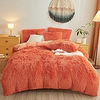 Vista 29 de Besfunny Juego de funda de edredón de pelo Shaggy ultra suave en color azul claro tamaño Queen – Juego de ropa de cama de 3 piezas de pelo sintético