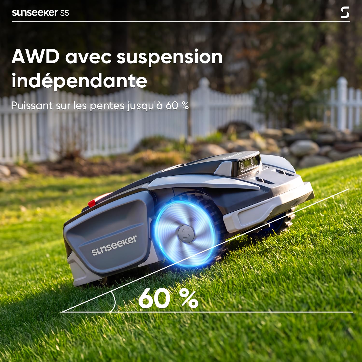 Sunseeker S5 AWD Robot Tondeuse sans Fil Périphérique pour 1600 m² – Navigation RTK + Vision IA - vue 2