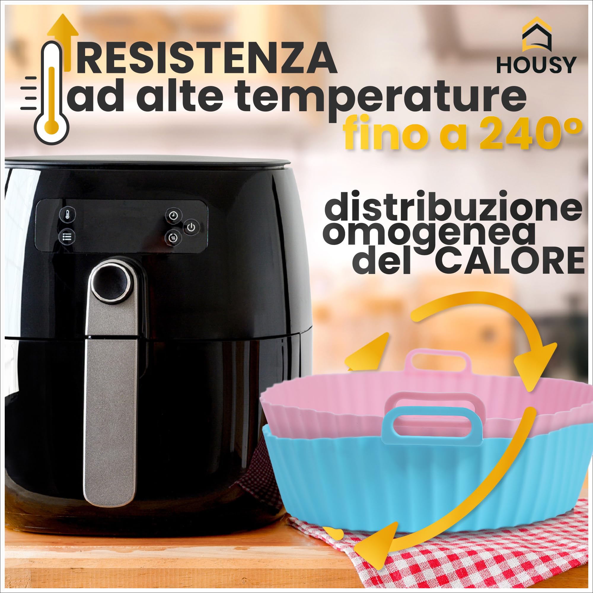 Set 3 Teglie In Silicone Per Friggitrice Ad Aria - Grigio, Ø20cm - Foto 5