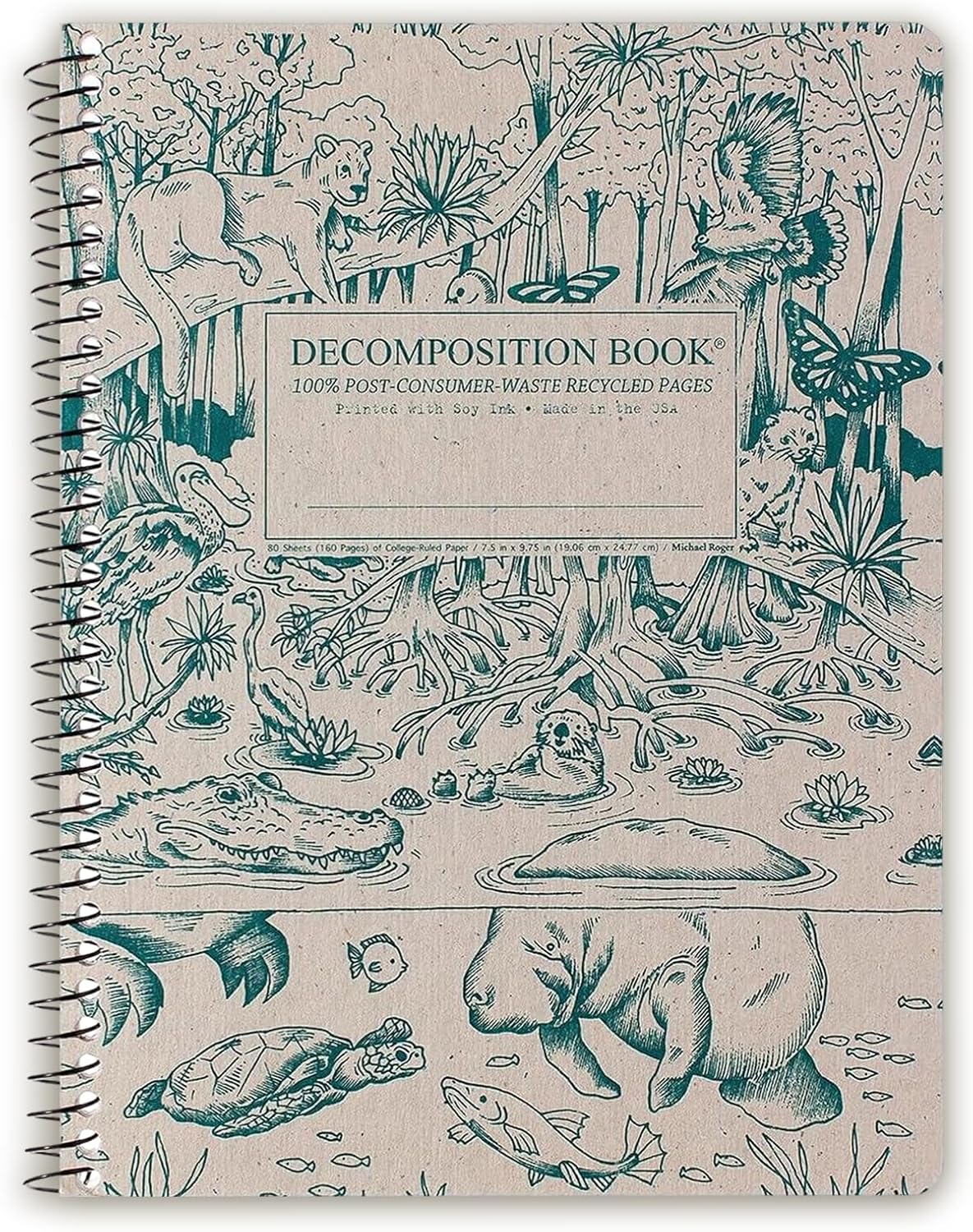 सर्पिल एवरग्लेड्स कॉलेज ने सर्पिल नोटबुक 9.75 x 7.5 पर शासन किया, 160 पंक्तिबद्ध पृष्ठों के साथ संयुक्त राज्य अमेरिका में 100% पुनर्नवीनीकरण पेपर