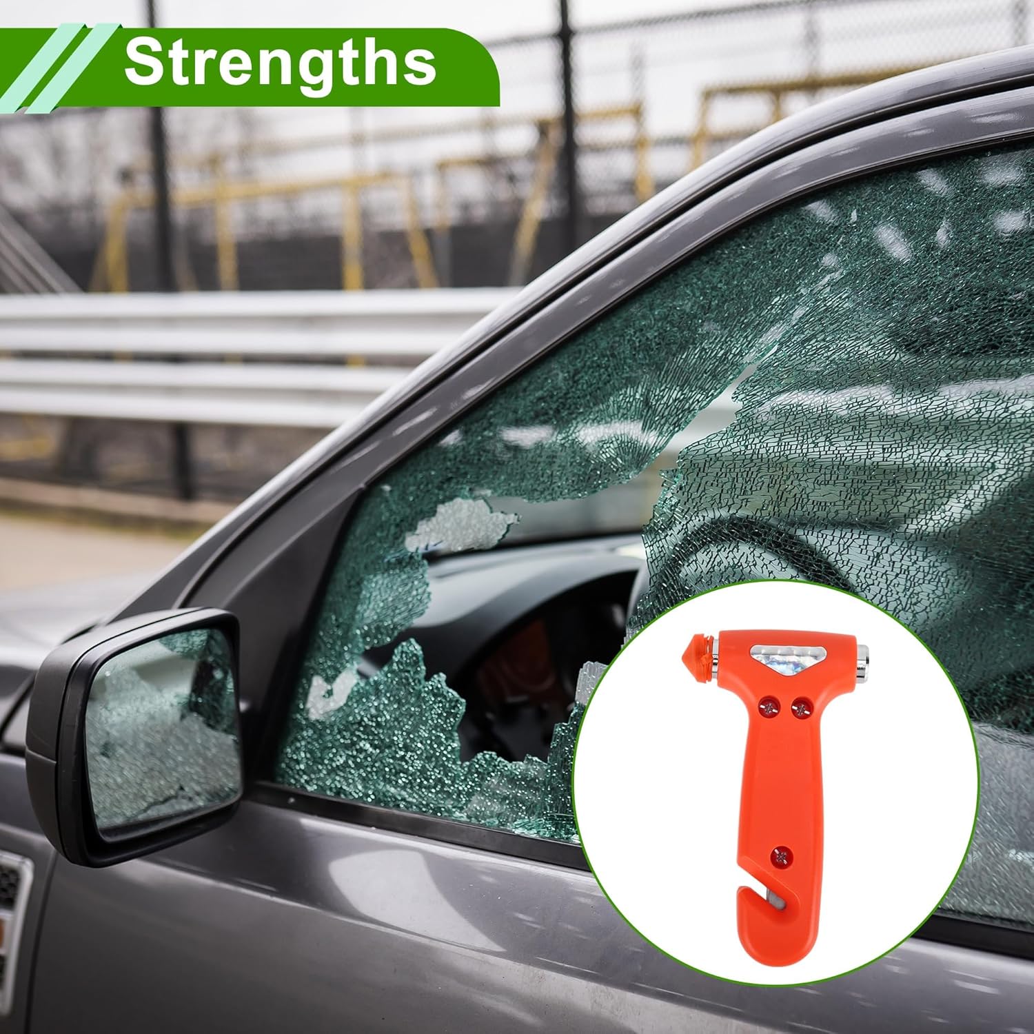 Universal Car Safety Hammer Set – Glass Breaker, Emergency Escape Tool with Stand
