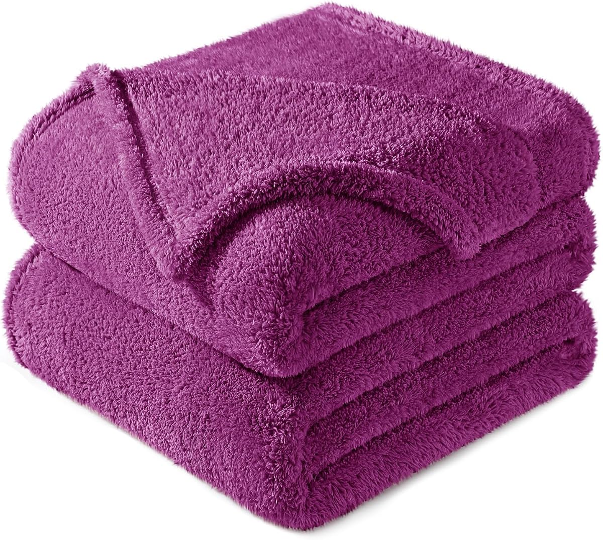Exclusivo Mezcla Mantas de felpa suave de tamaño doble para cama, sala de estar | Manta grande ligera y esponjosa para todas las estaciones, terciopelo acogedor para mujeres y hombres, lavable a máquina, 60 x 80 pulgadas, color morado