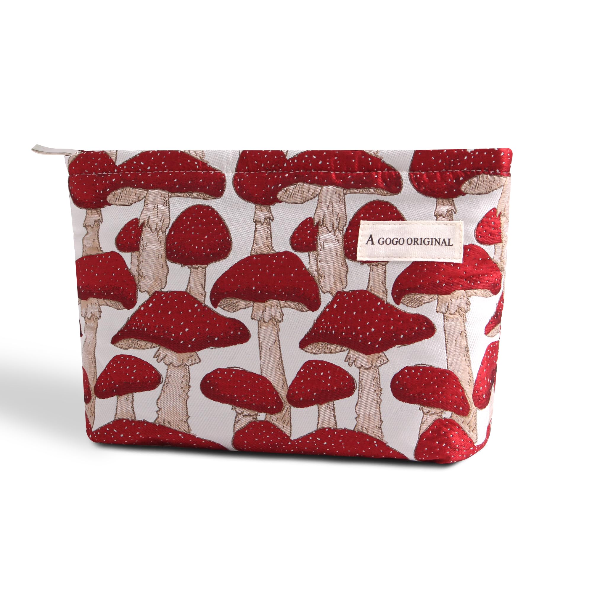 Photo 1 of (3) pack bundle 
Large Aesthetic Makeup Bag Floral Cute Mushrooms Makeup Bag Cosmetic Bag for Women,Large Capacity Canvas Makeup Bags Travel Toiletry Bag Organizer (Red)