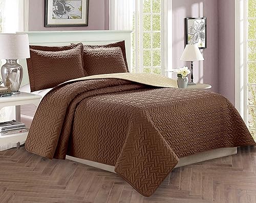 Miniatura 10 de Celine Linen Juego de colcha de lujo de 2 piezas, diseño majestuoso, acolchado con funda, peso pesado para todas las estaciones, resistente a las