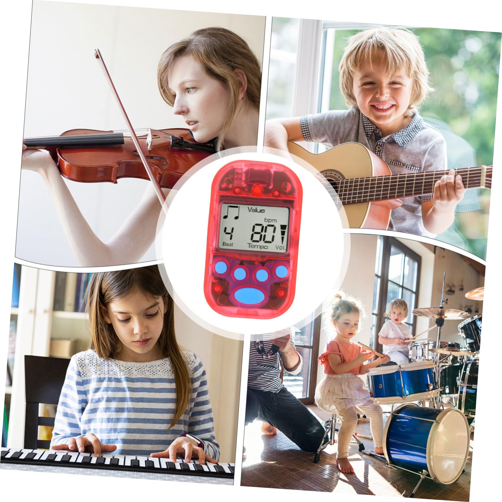 Toyvian 5 szt. elektronicznych metronomów mini metronom do pianina metronom świetlny, akcesoria do gitary elektronicznej, metronom do elektronicznego fortepianu, metronom do instrumentów muzycznych,