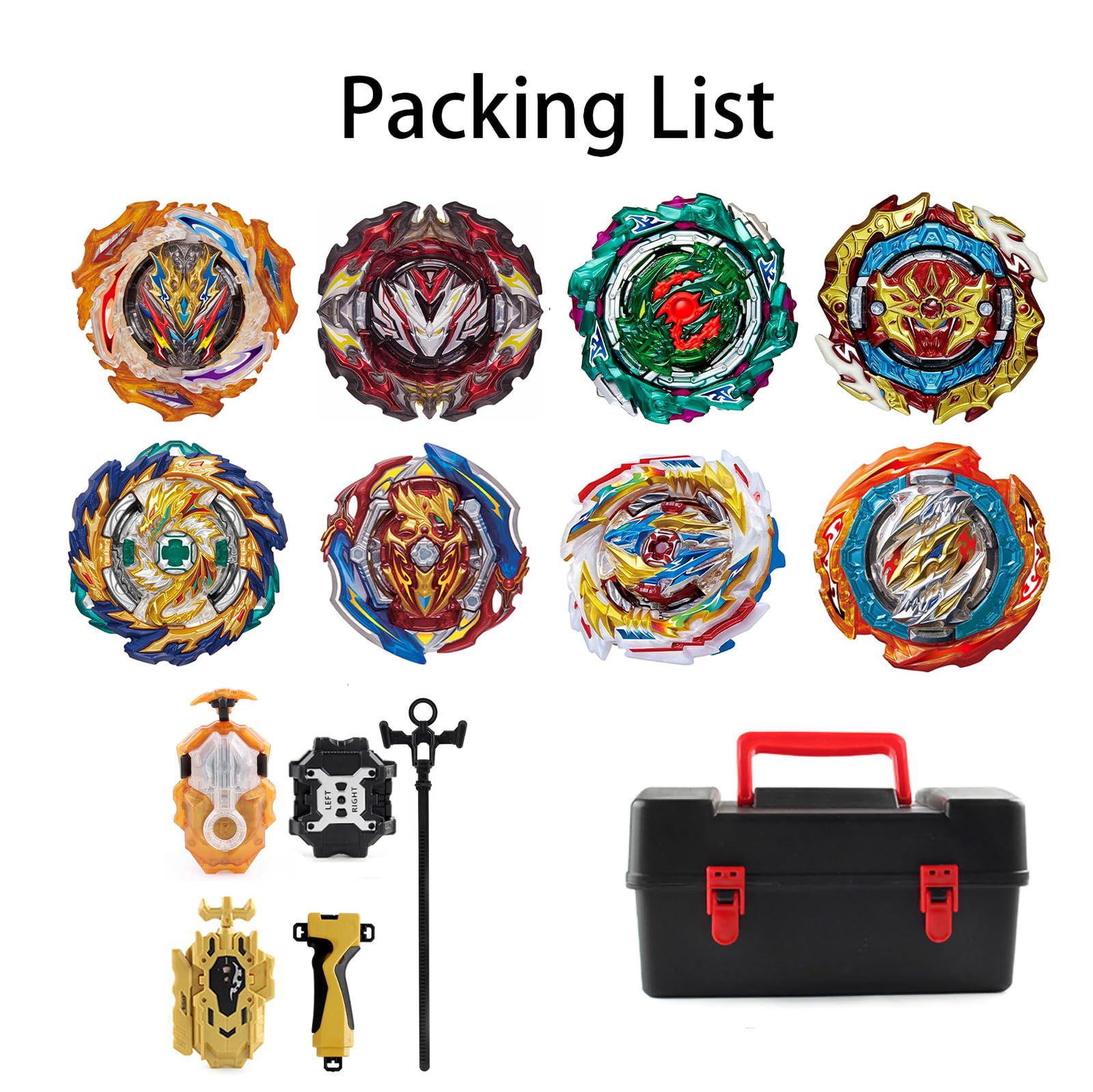 12Pcs Toupie Turbo, De Gyroscopes 4D Set Lanceurs, Cadeaux pour Enfants,Yellow