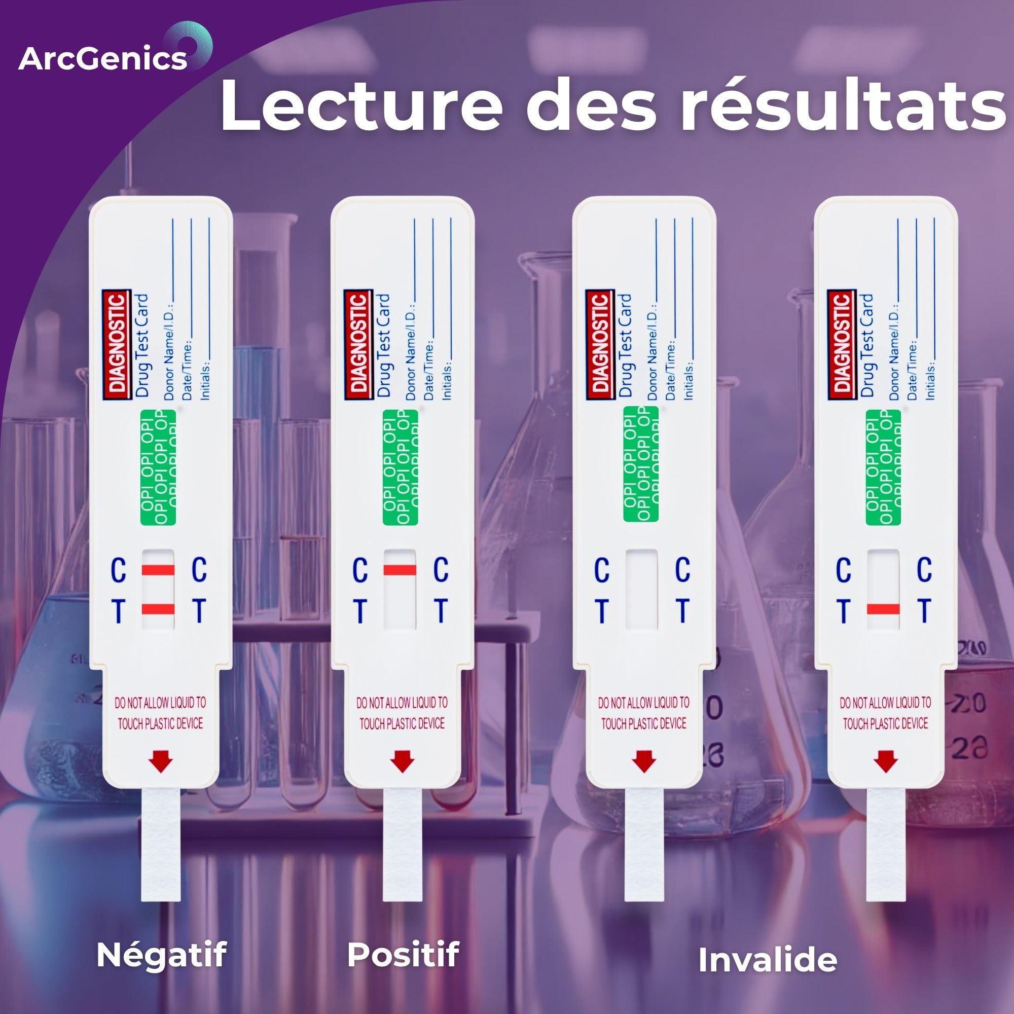10 x Écouvillons de dépistage de drogues sur surfaces pour opiacés – Détecte les résidus d’opiacés (héroïne, morphine, codéine) sur téléphones, bancs & outils – Test rapide essuyer + tremper – Résulta