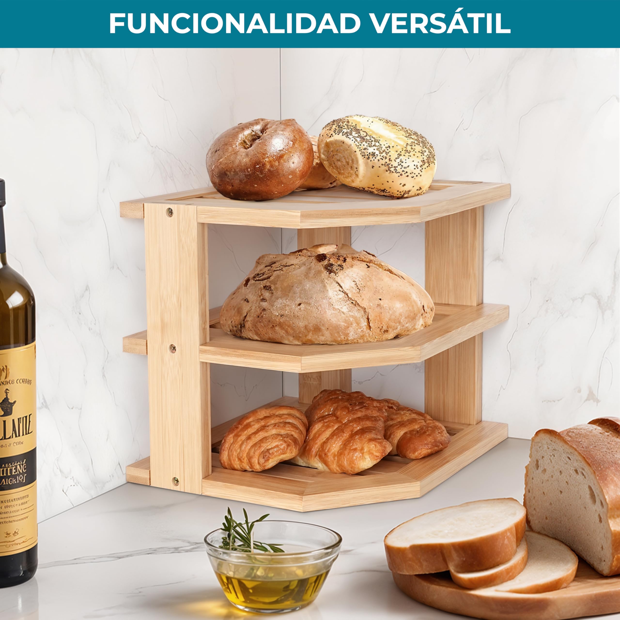 Winter Shore Estante Esquinero Organizador Platos de Encimera - Ahorro de Espacio en el Armario de la Cocina - Organizador Armario Cocina Esquinero Elegante y Pequeño - Estante para Especias