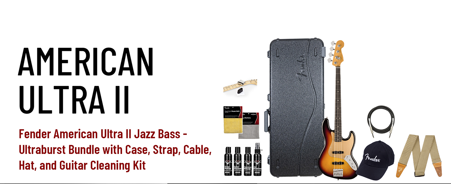 Amazon.com: Fender American Ultra II Jazz Bass - Ultraburst Bundle