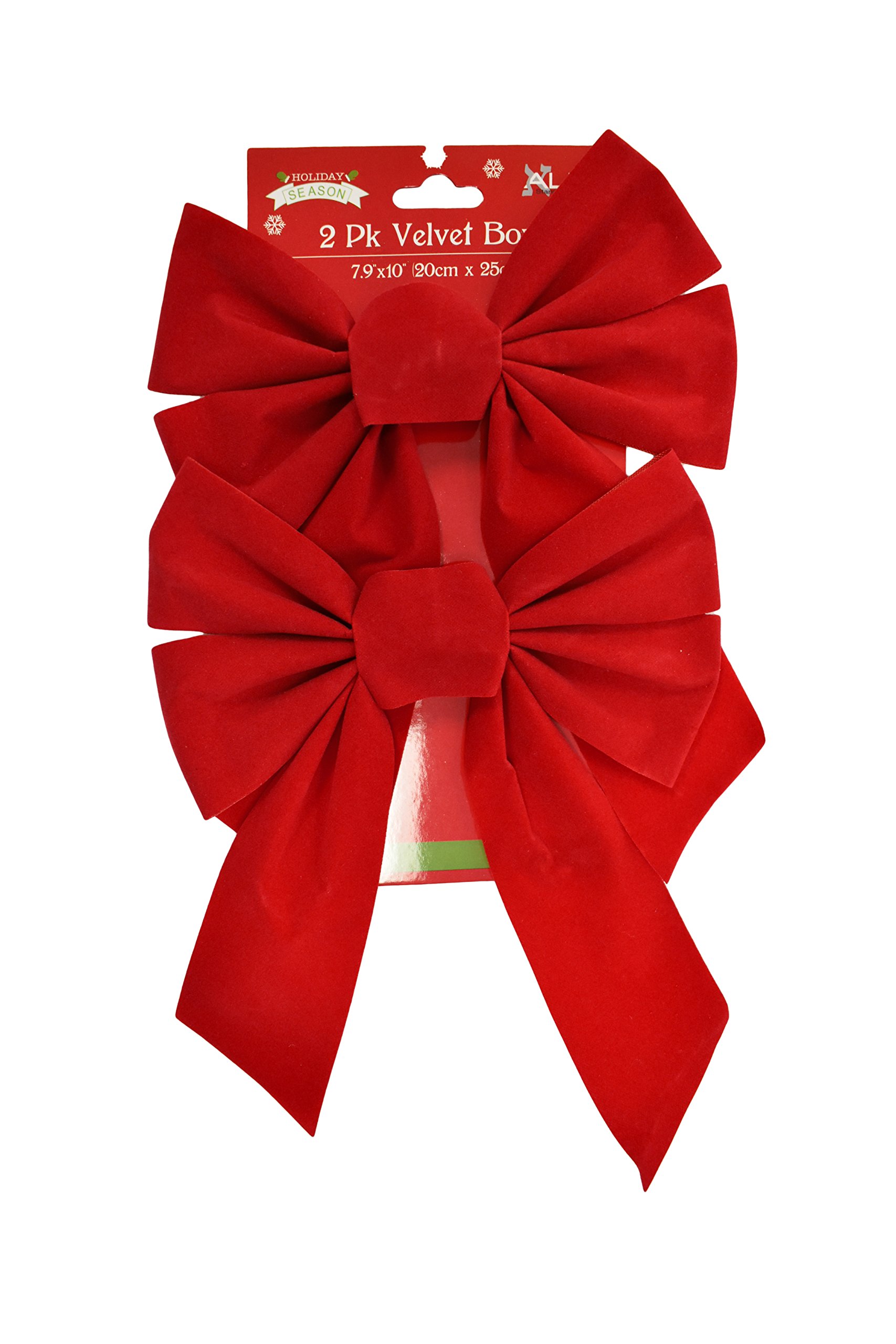 Set of 4 Red Velvet Festive Holiday Christmas Bows - Perfect as Tree Ornaments - Tree Filler - Decorative Ornaments - Perfect for Preparing for The Holidays!