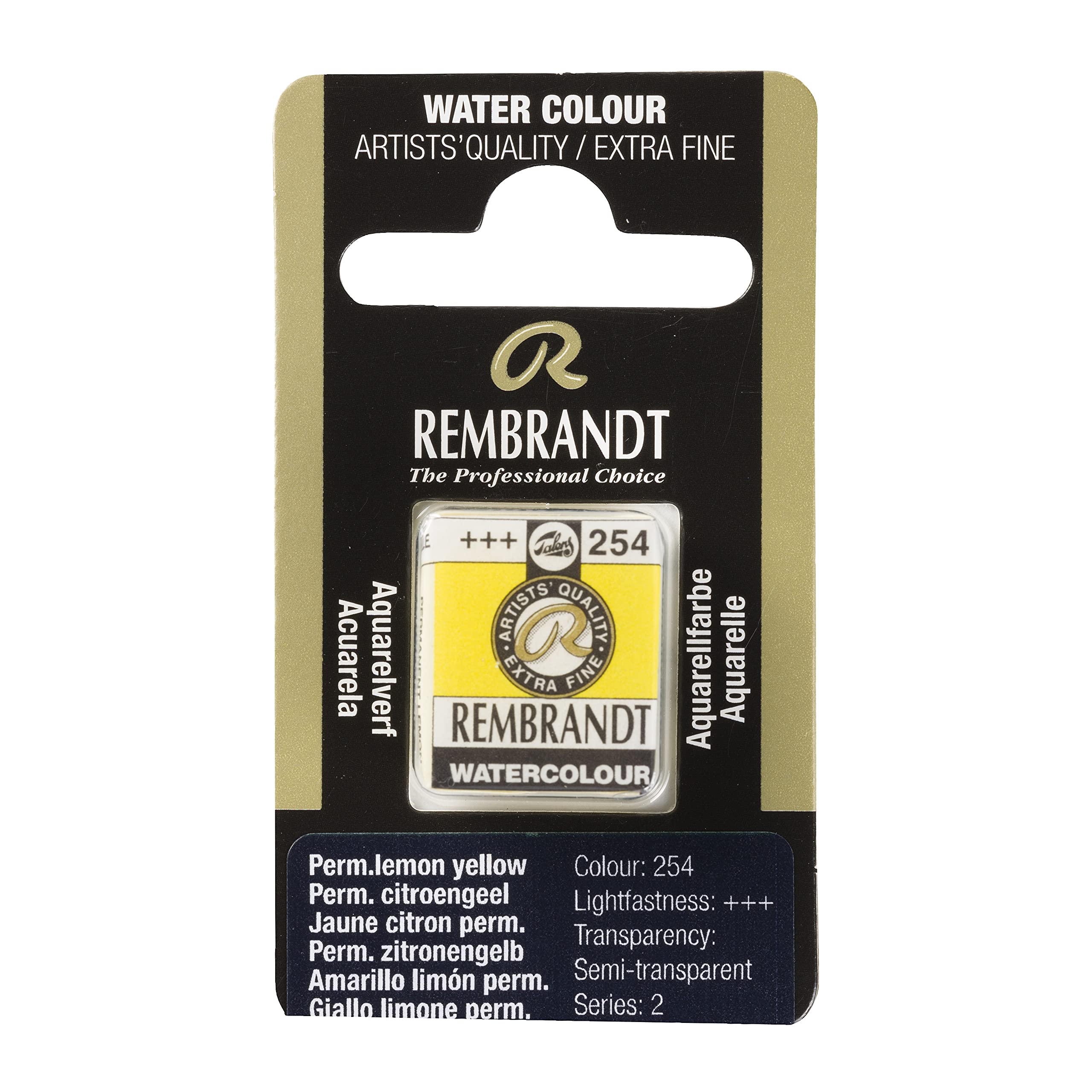 Talens : Rembrandt Watercolour : Half Pan PERMANENT LEMON YELLOW