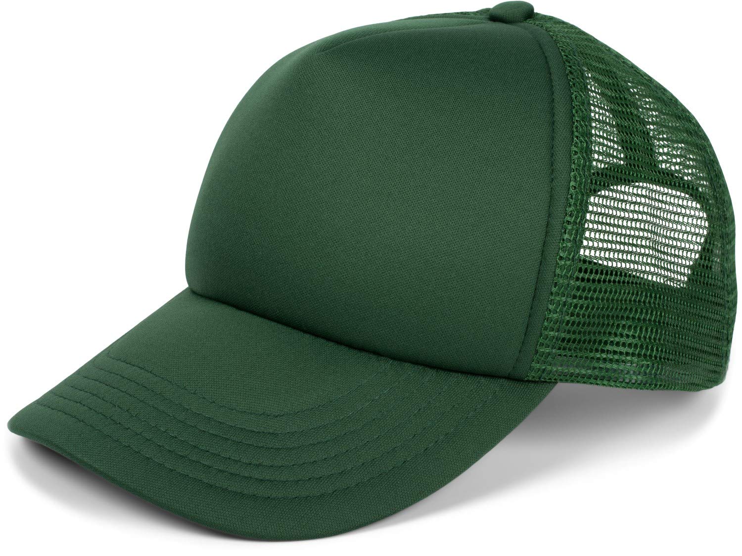 Stylebreaker Unisex Dark Green 5-Panel Mesh Cap, Trucker Baseball Cap, Adjustable Click And Snap Closure, Cap 04023007, Colour: