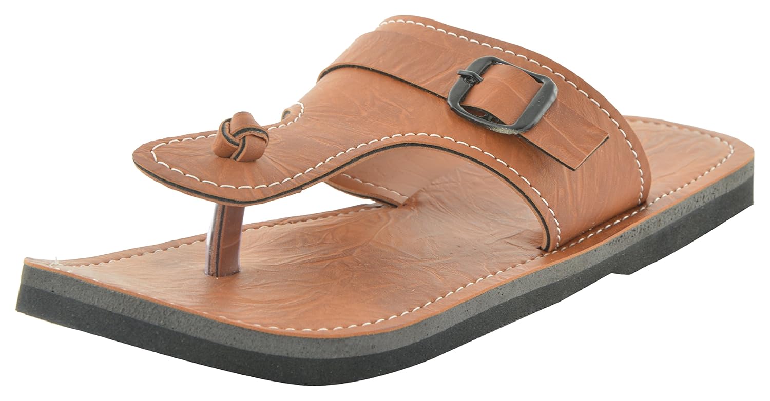 Buy Uniquefashion Men's Brown Leather FlipFlops 12 UK at Amazon.in